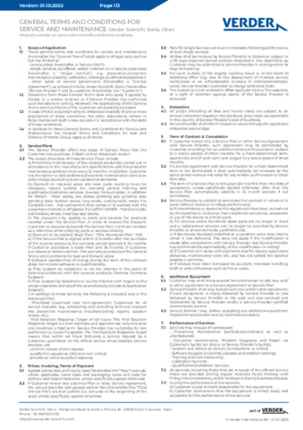 General Terms and Conditions for Service & Maintenance