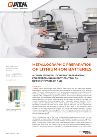 Metallographic Preparation of Lithium-Ion Batteries