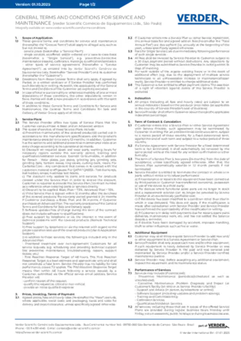 General Terms and Conditions for Service & Maintenance