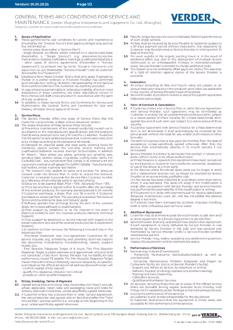 General Terms and Conditions for Service & Maintenance
