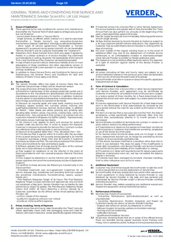 General Terms and Conditions for Service & Maintenance